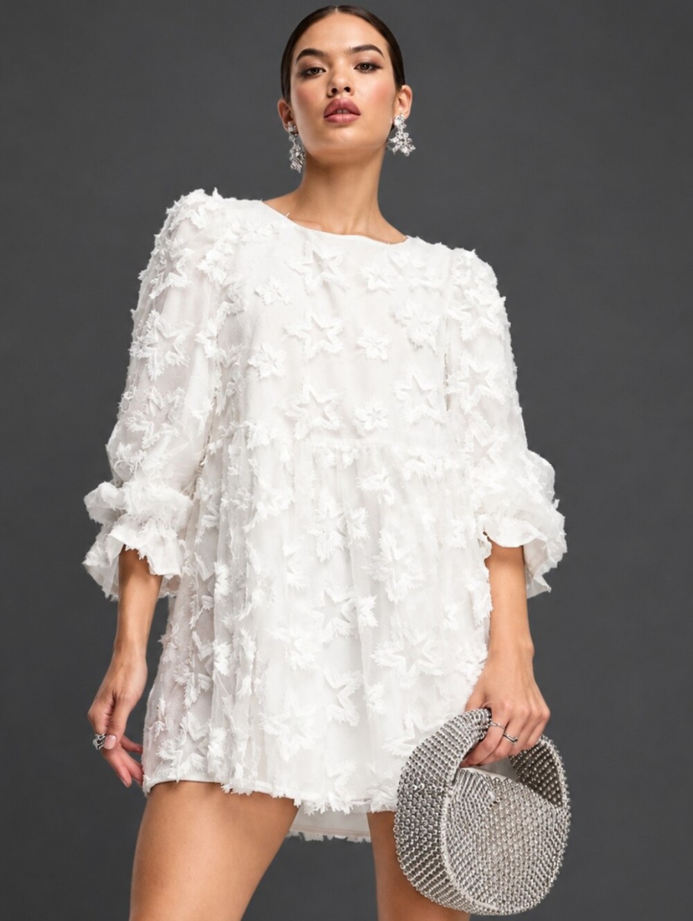 Sister Jane long sleeve Star Textured Mini Dress